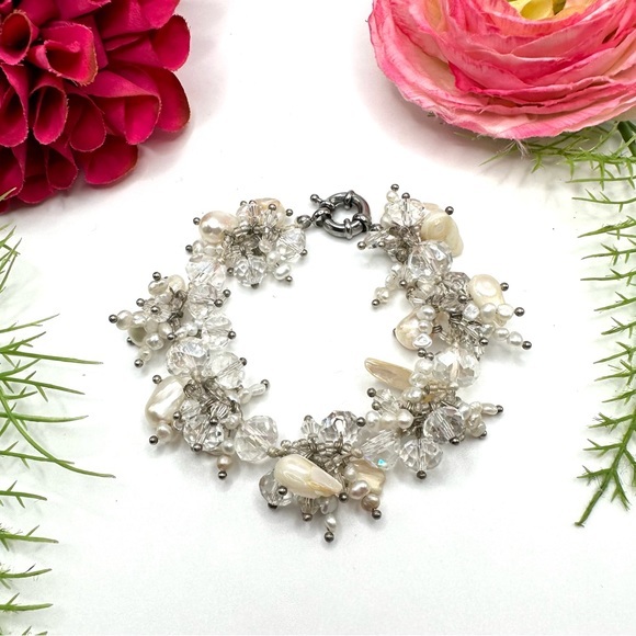 Newbaroque Freshwater Pearl & Crystal Beaded Custom Made Bracelet